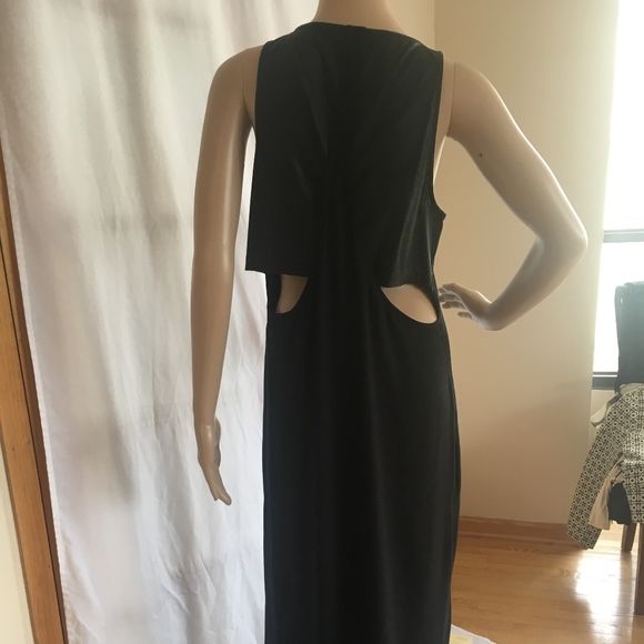 Addison Dresses & Skirts - Black Maxi Dress with Cut Outs & Pleather Accent